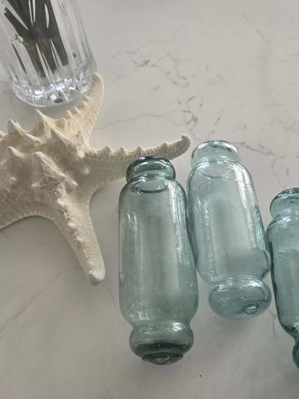 Antique Vintage Japanese Rolling Pin Glass Floats Set Of 3